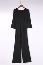 Load image into Gallery viewer, Twisted Plunge Three-Quarter Sleeve Jumpsuit
