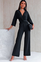 Load image into Gallery viewer, Twisted Plunge Three-Quarter Sleeve Jumpsuit
