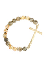 Load image into Gallery viewer, Mix Beads Hammered Cross Bracelet
